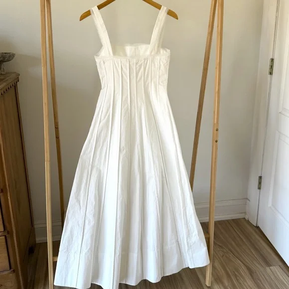NWT Zara Poplin Corset Seamed Maxi Dress in White - S - Picture 6 of 8